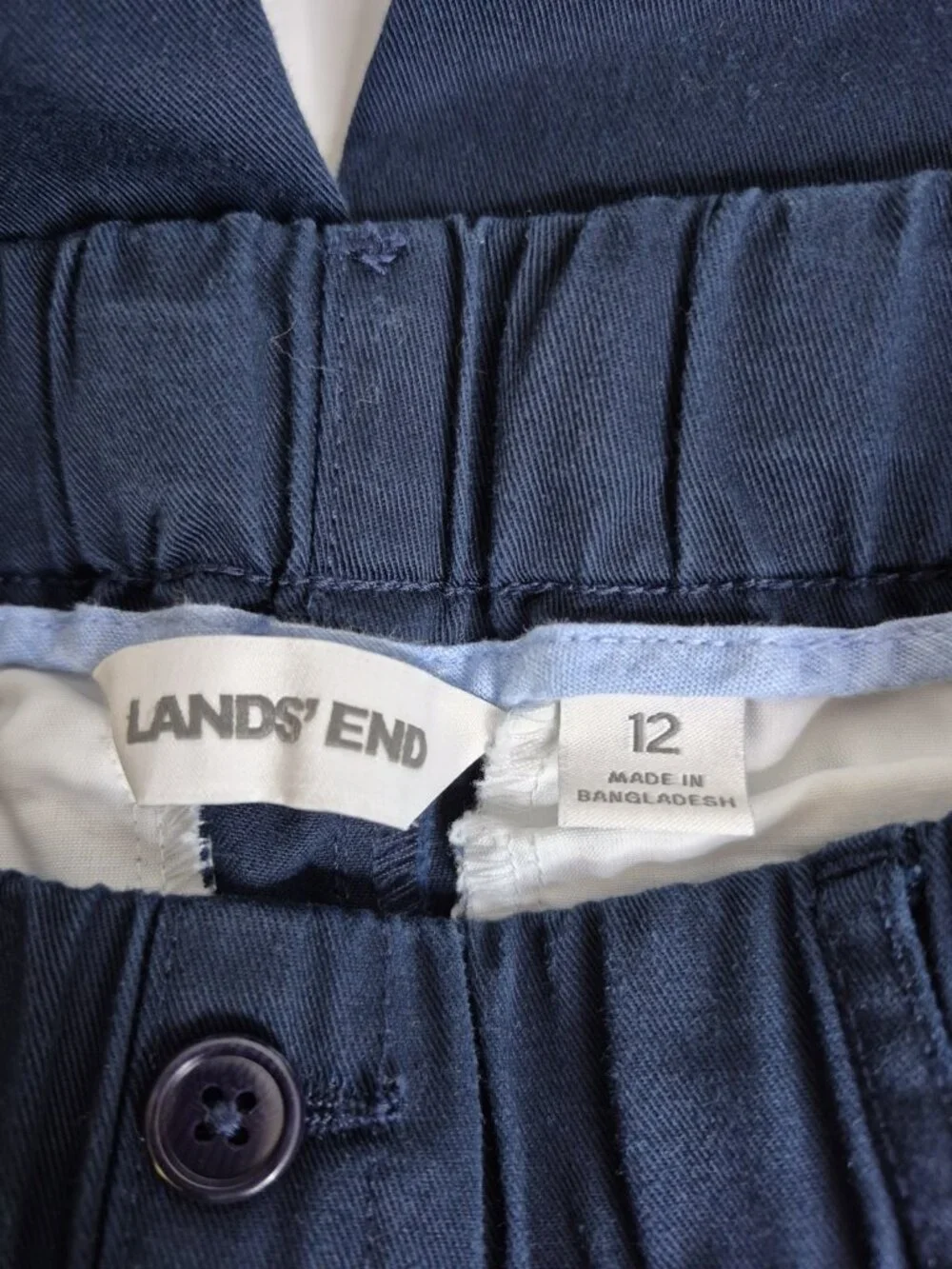 Lands End Navy Blue Casual School Uniform Pants Youth Boys Size 12 Pull-On